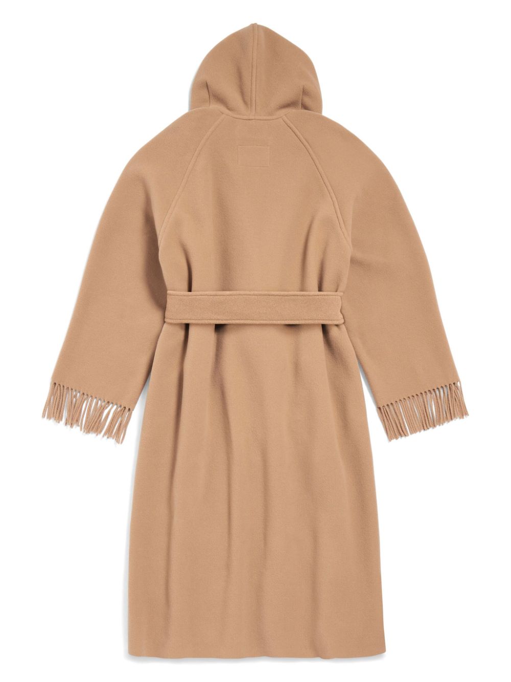 Shop Balenciaga Beige Fringed Wool Jacket With Conscious Label In Tan