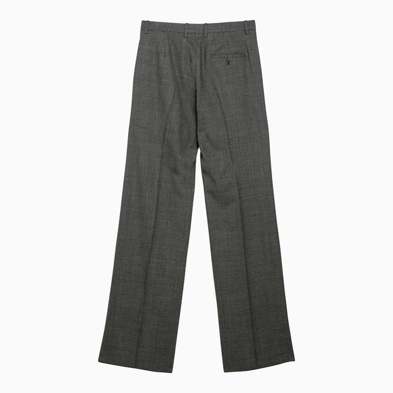 Shop Balenciaga Black And Grey Wool Wide Trousers For Women
