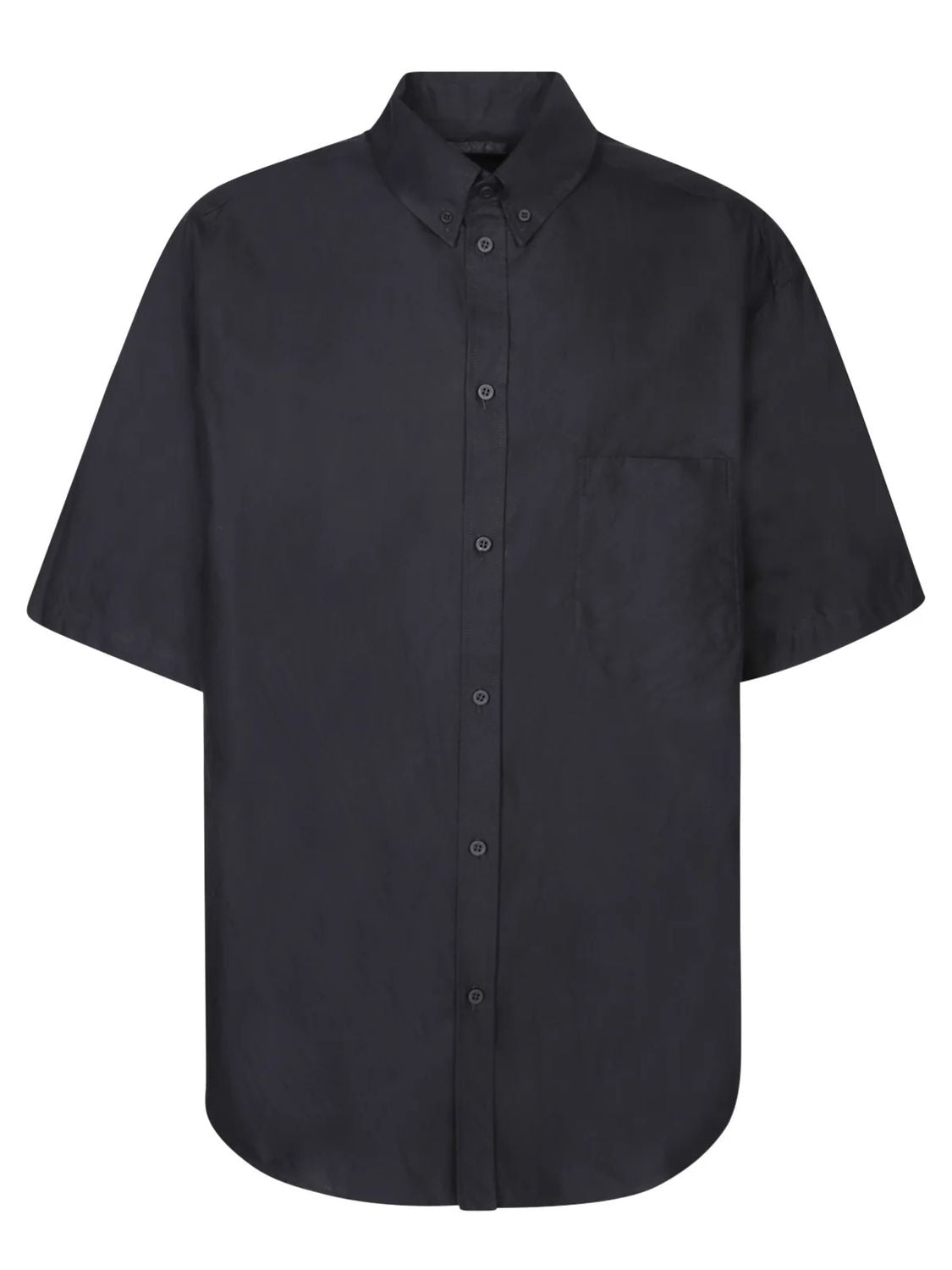 Shop Balenciaga Cotton Poplin Short Sleeve Shirt For Men In Black