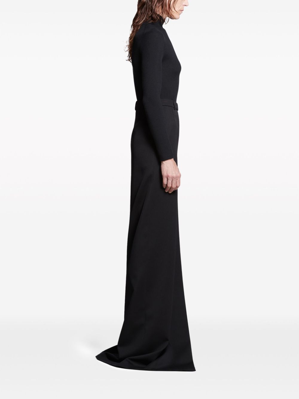 Shop Balenciaga Black Wool High-waisted Midi Skirt