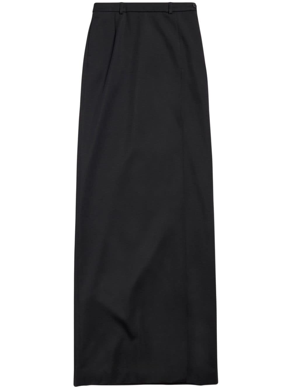 Shop Balenciaga Black Wool High-waisted Midi Skirt