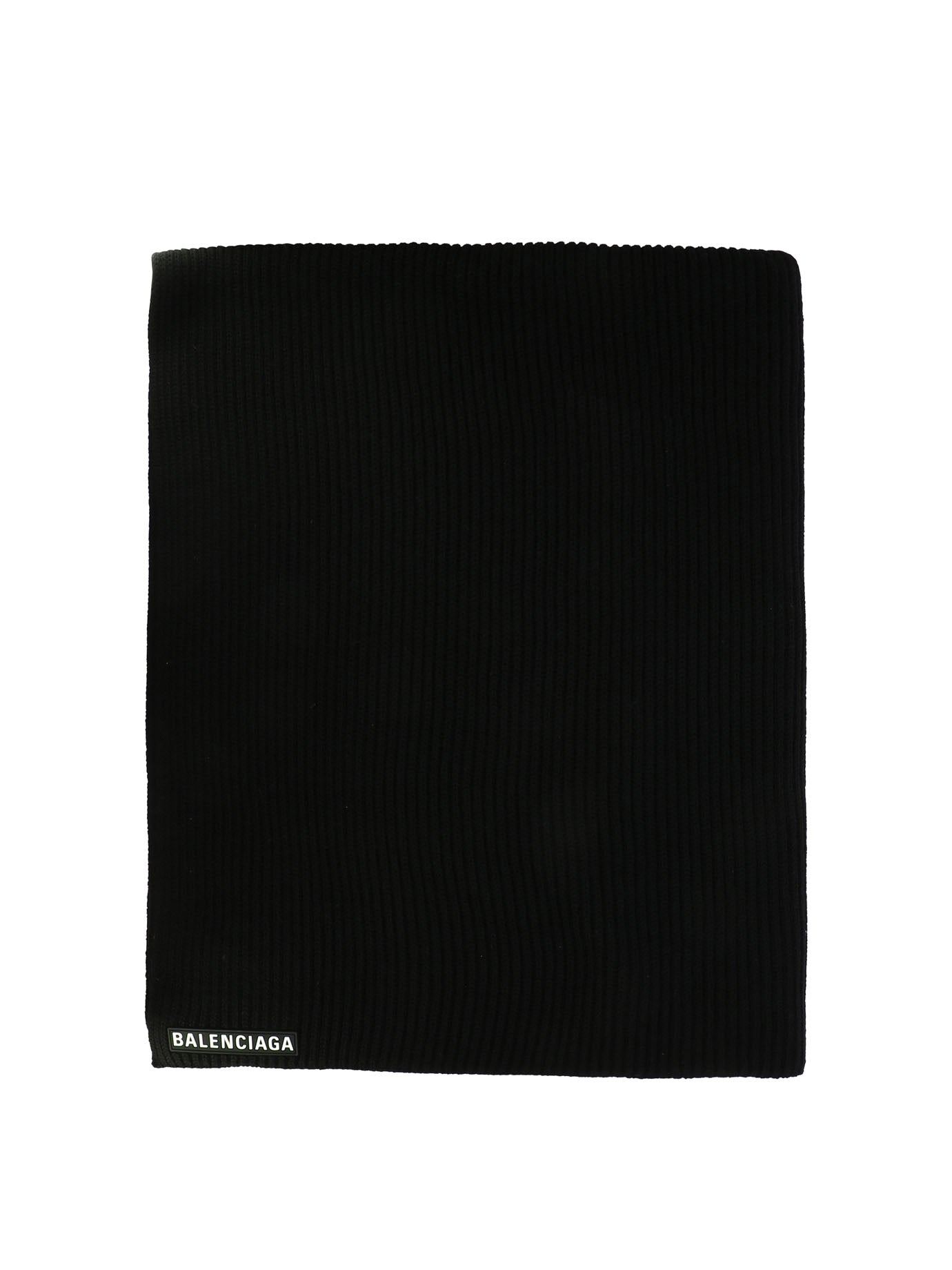 Shop Balenciaga Black Logo Wool Scarf For Women