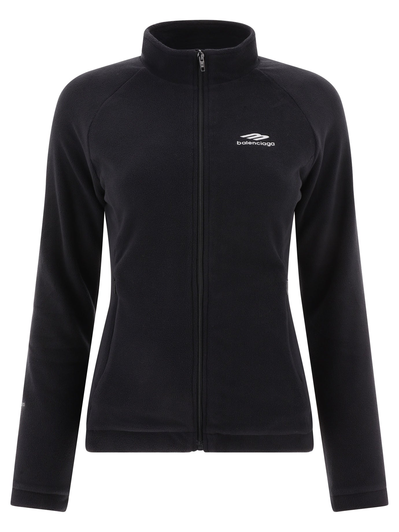 Shop Balenciaga Black Zip-up Sweatshirt With Logo For Women