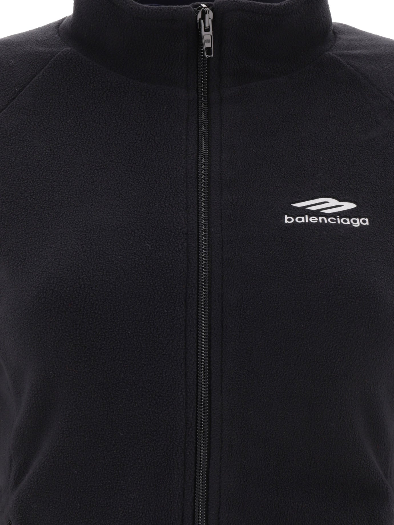 Shop Balenciaga Black Zip-up Sweatshirt With Logo For Women