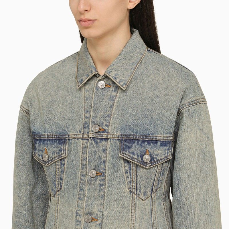 Shop Balenciaga Light Blue Washed-efffect Denim Jacket For Women