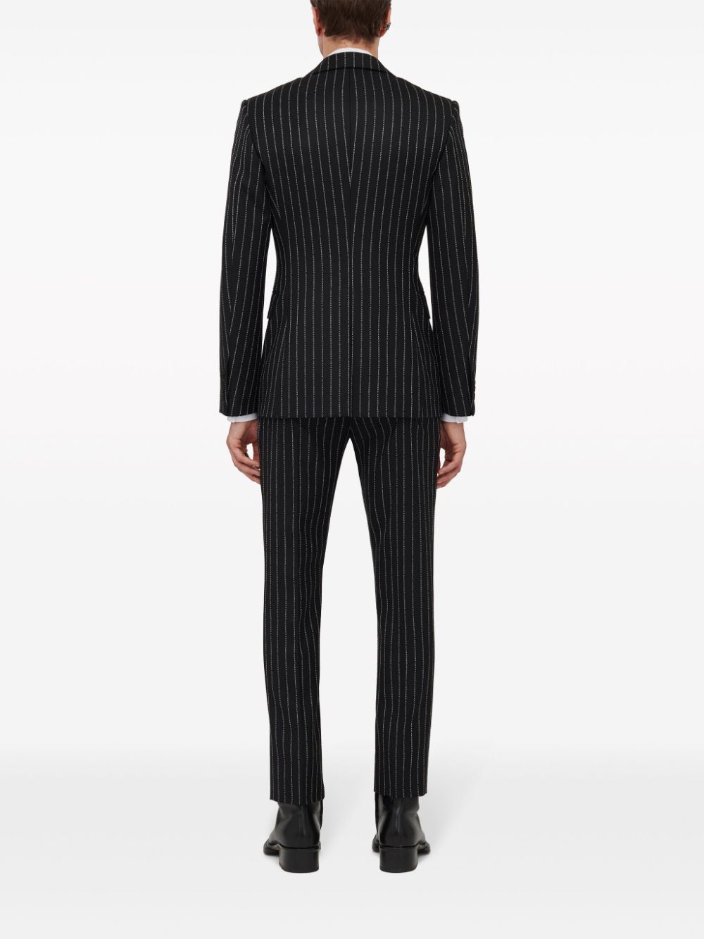 Shop Alexander Mcqueen Men's Black Pinstripe Single-breasted Jacket For Ss24