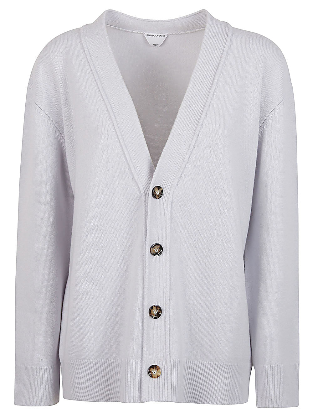 Shop Bottega Veneta Women's Gray Cashmere Knit V-neck Cardigan For Ss24 Collection