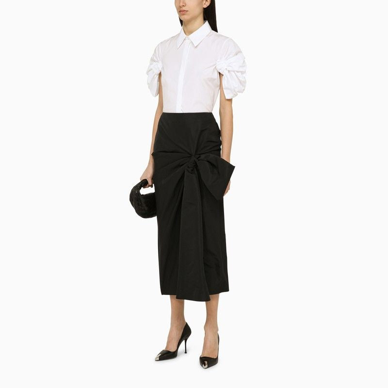 Shop Alexander Mcqueen Black Pencil Skirt With Bow For Women