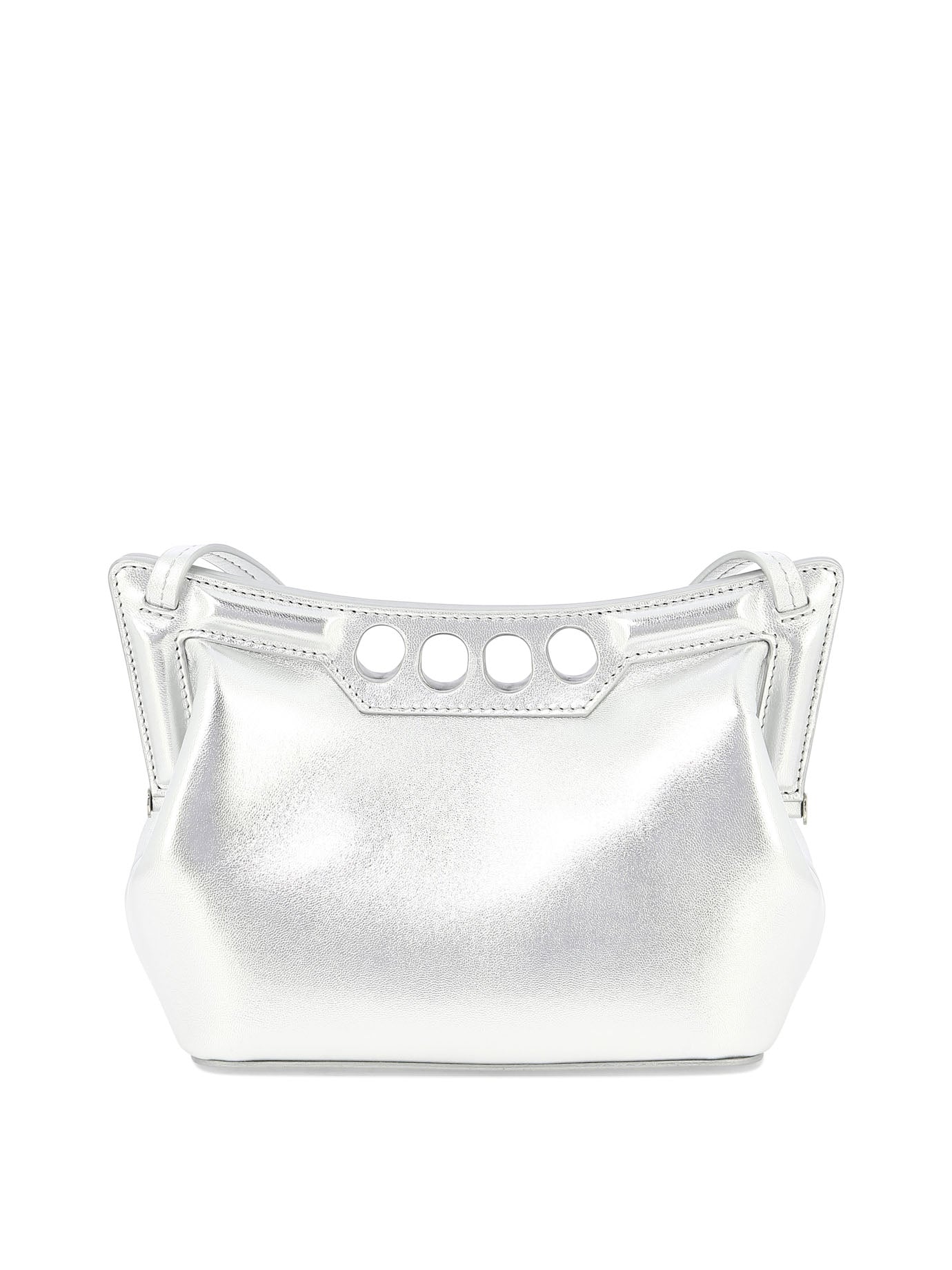 Shop Alexander Mcqueen The Peak Mini Crossbody Handbag In Silver For Women