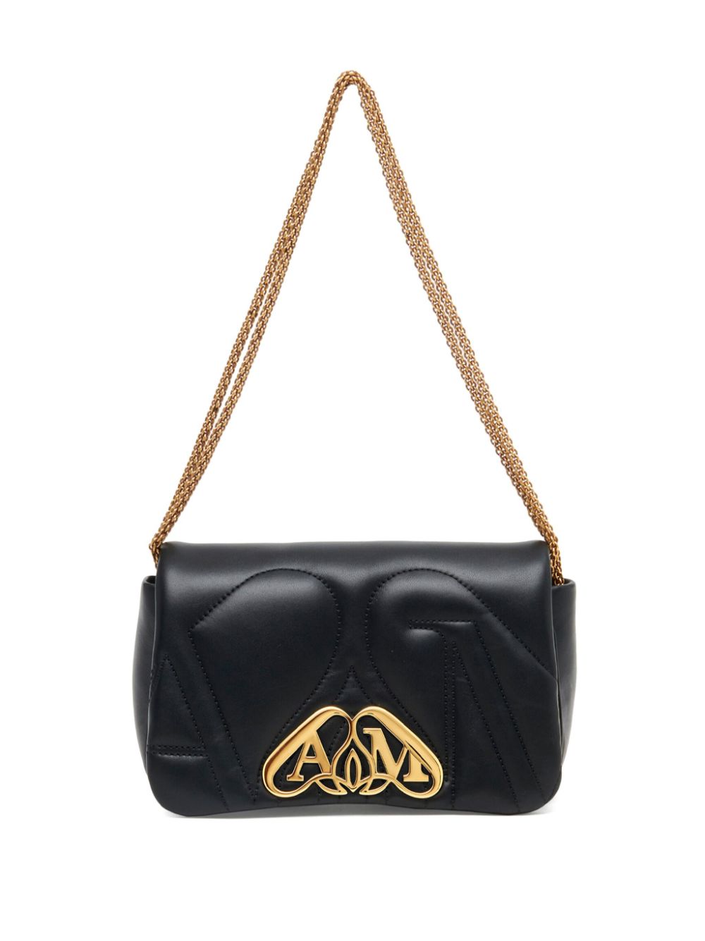 Shop Alexander Mcqueen Black Quilted Foldover Shoulder Bag For Women