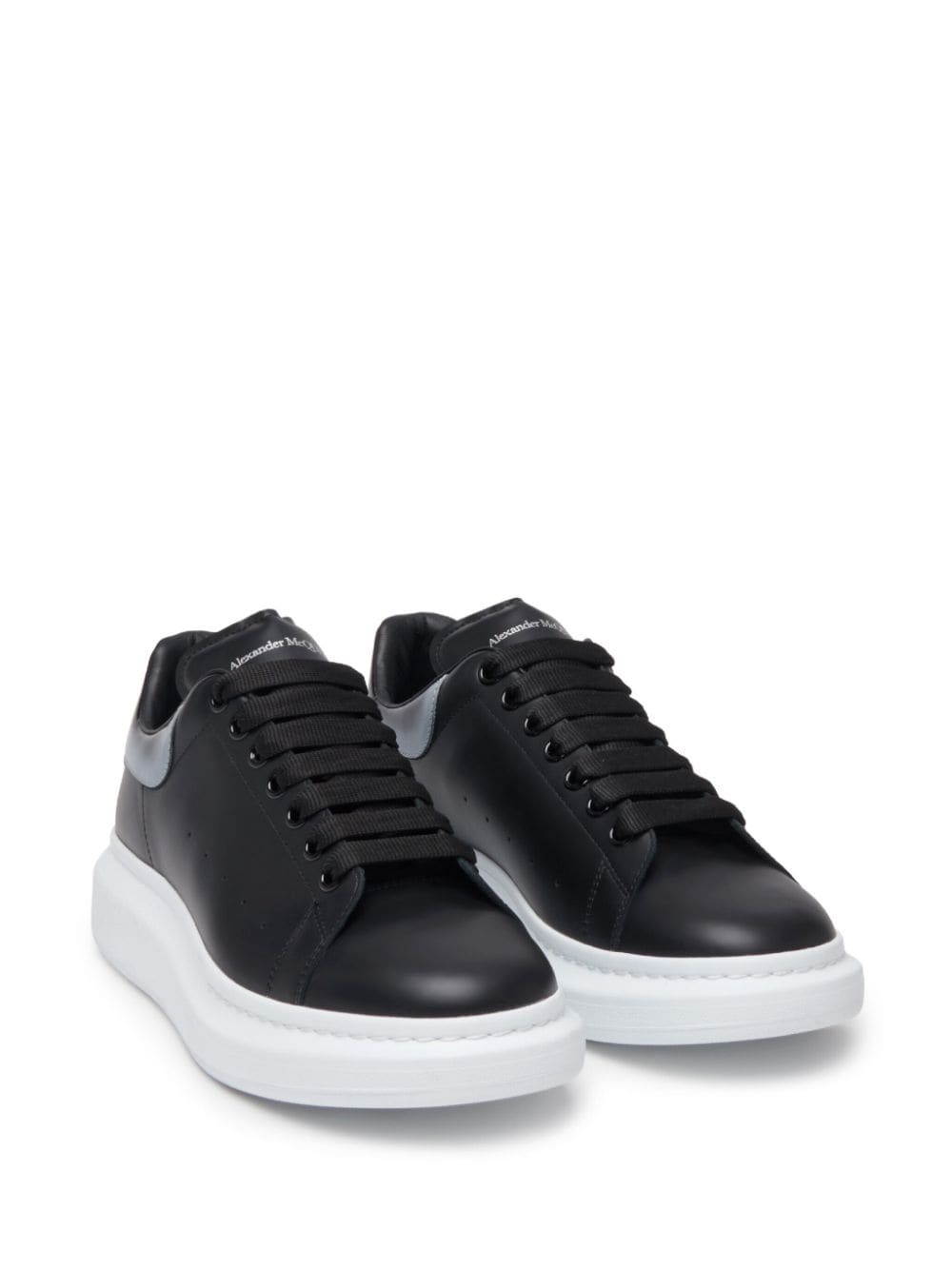 Shop Alexander Mcqueen Men's Oversized Black Leather Sneakers With Chunky Rubber Sole