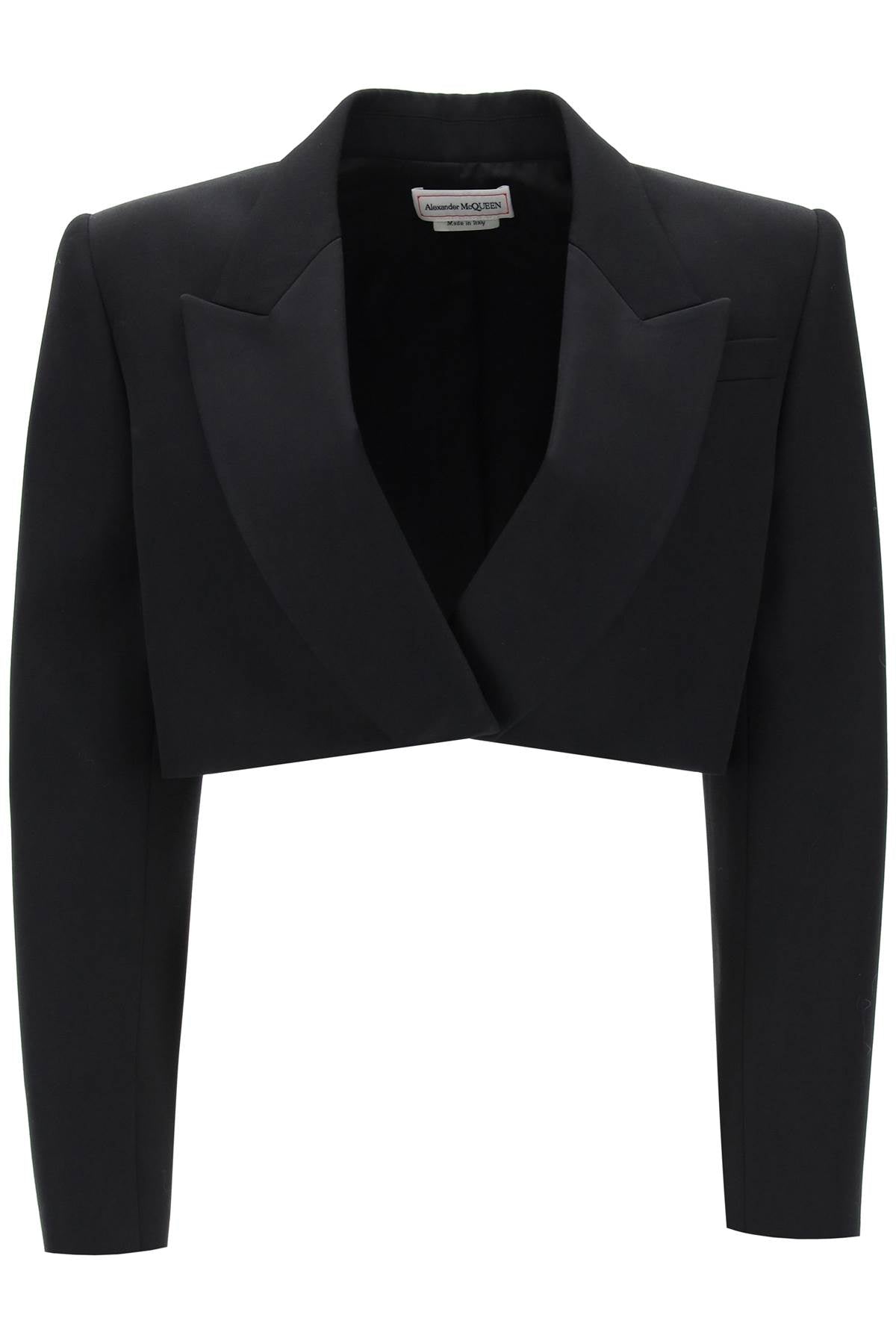 Shop Alexander Mcqueen Cropped Tuxedo Jacket In Black For Women