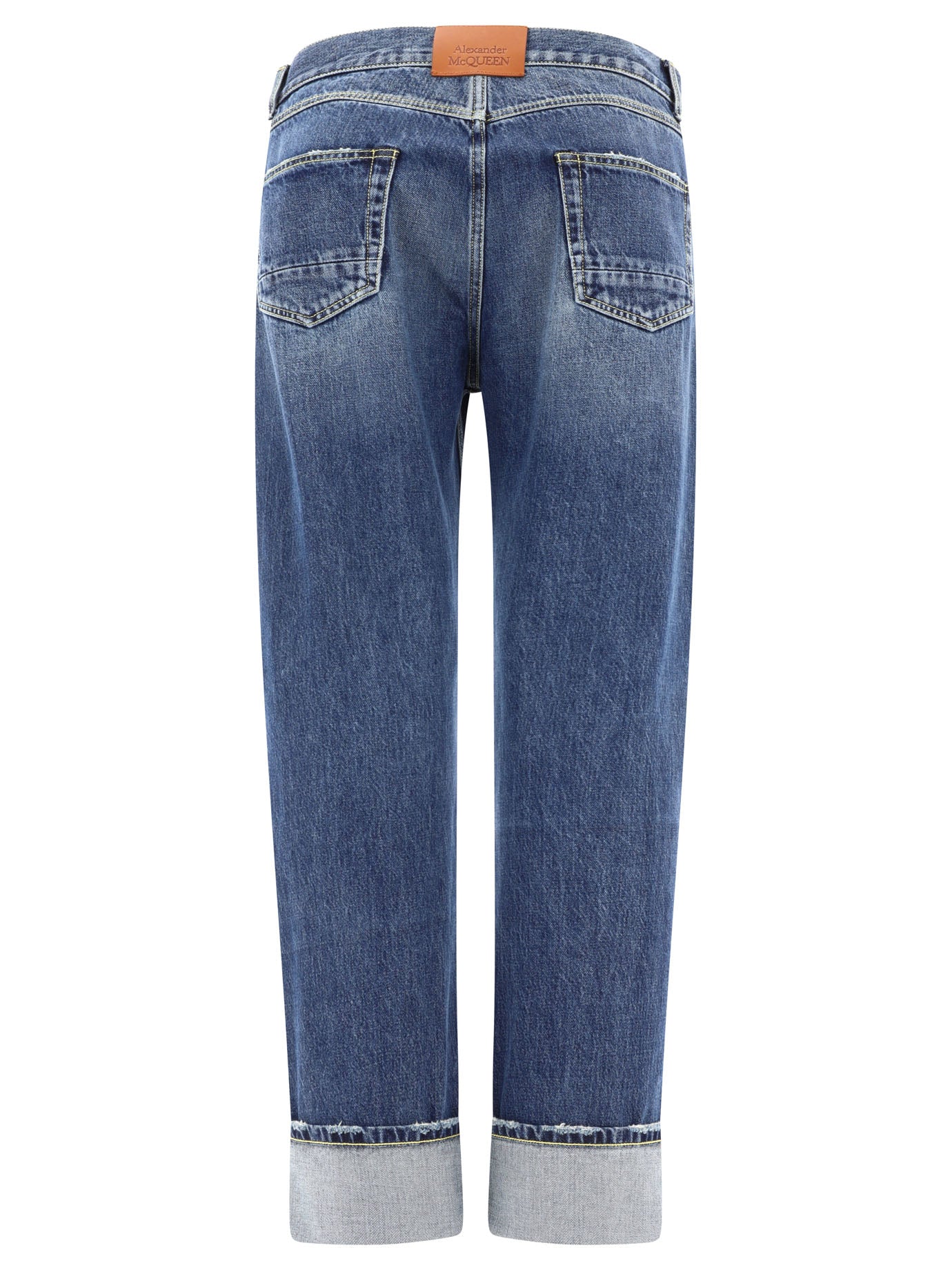 Shop Alexander Mcqueen Classic Turn-up Jeans In Blue For Men