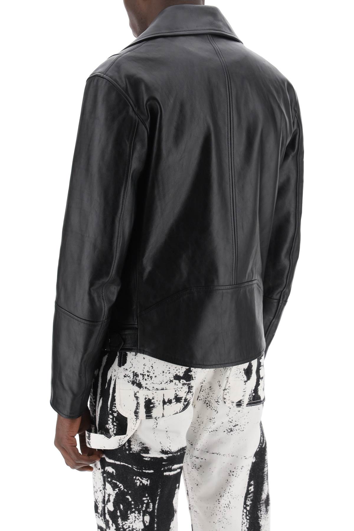 Shop Alexander Mcqueen Sleek Black Nappa Biker Jacket For Men