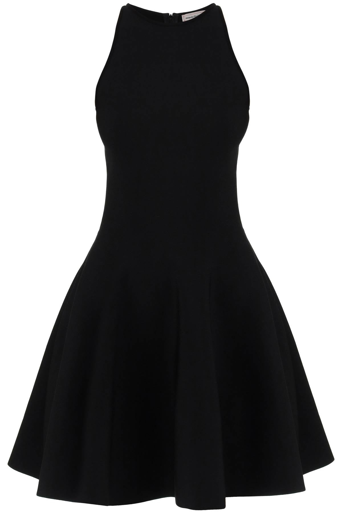 Shop Alexander Mcqueen Sleeveless Black Knit Skater Dress For Women