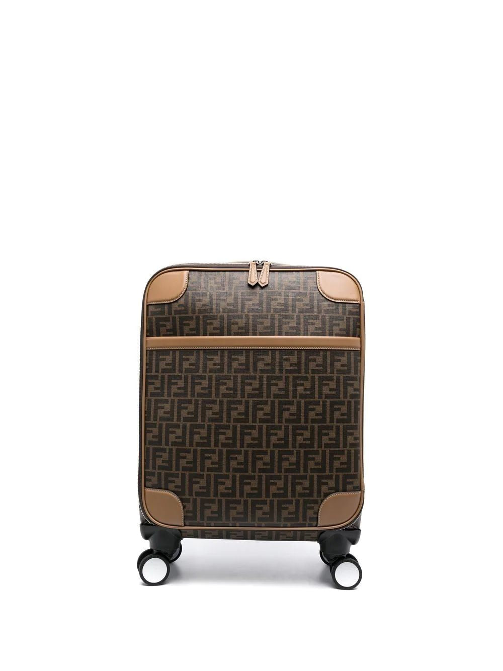 Fendi Brown Ff Motif Zipped Suitcase For Men
