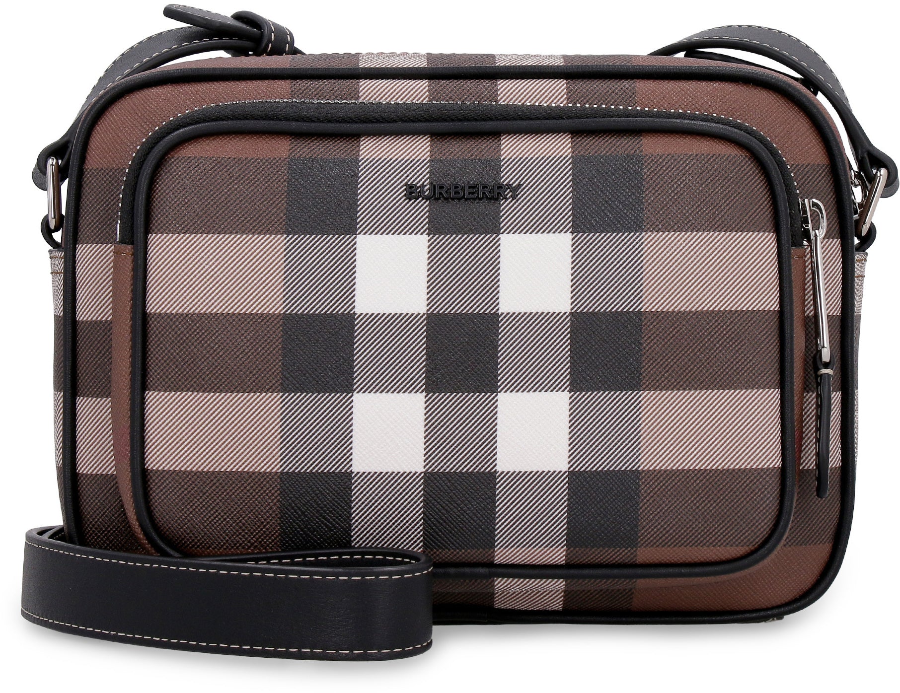 Shop Burberry Classic Brown Messenger Bag For Men With Check Motif And Leather Details