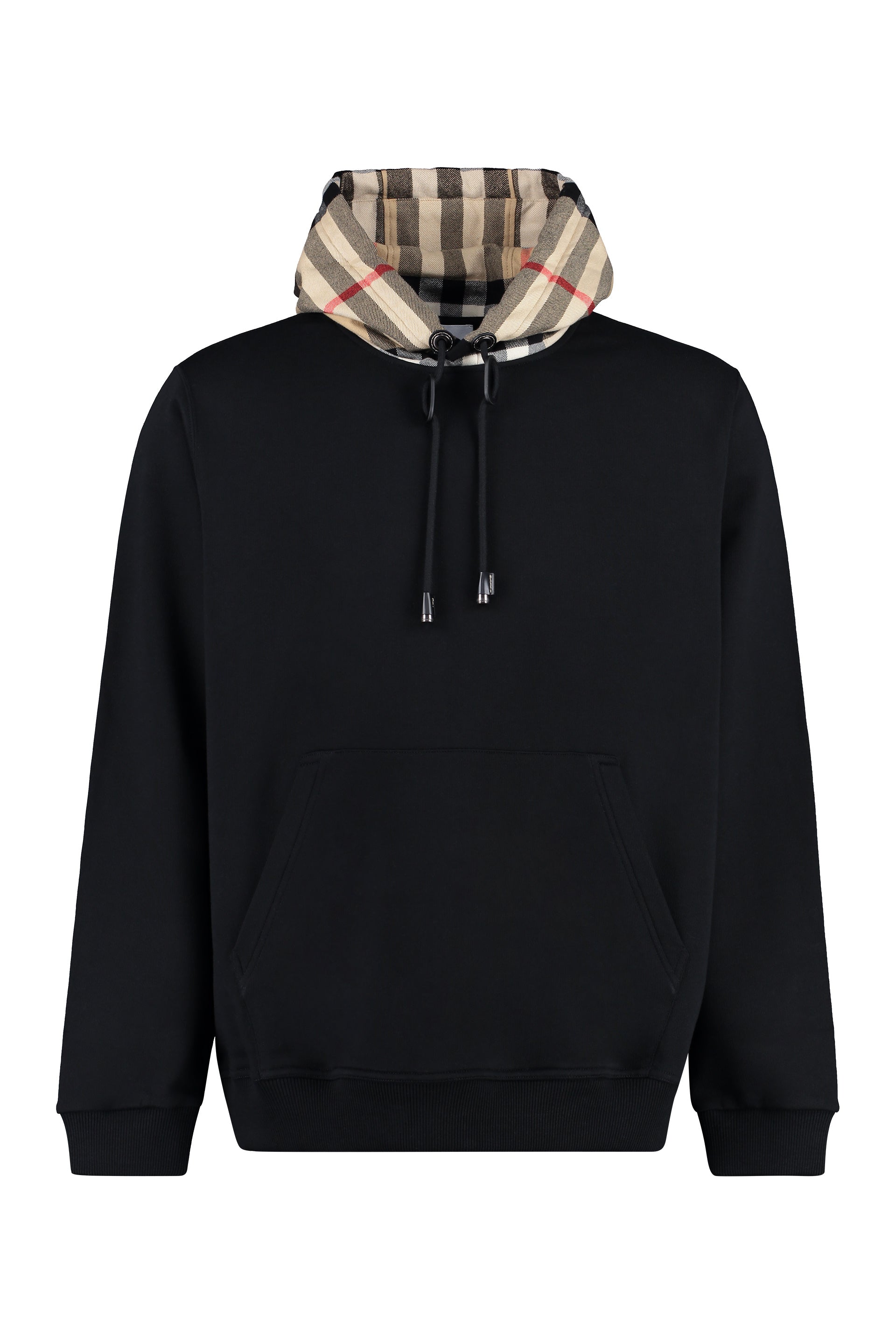 Burberry Organic Cotton Hoodie With 's Iconic Check Print In Black