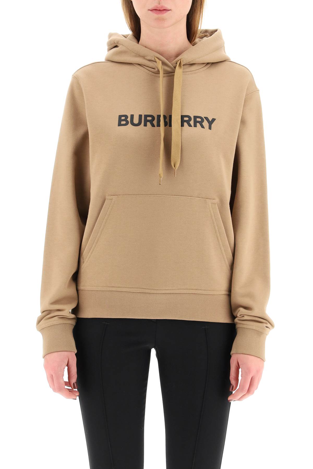 Shop Burberry Logo Print French Terry Hoodie For Women In Beige