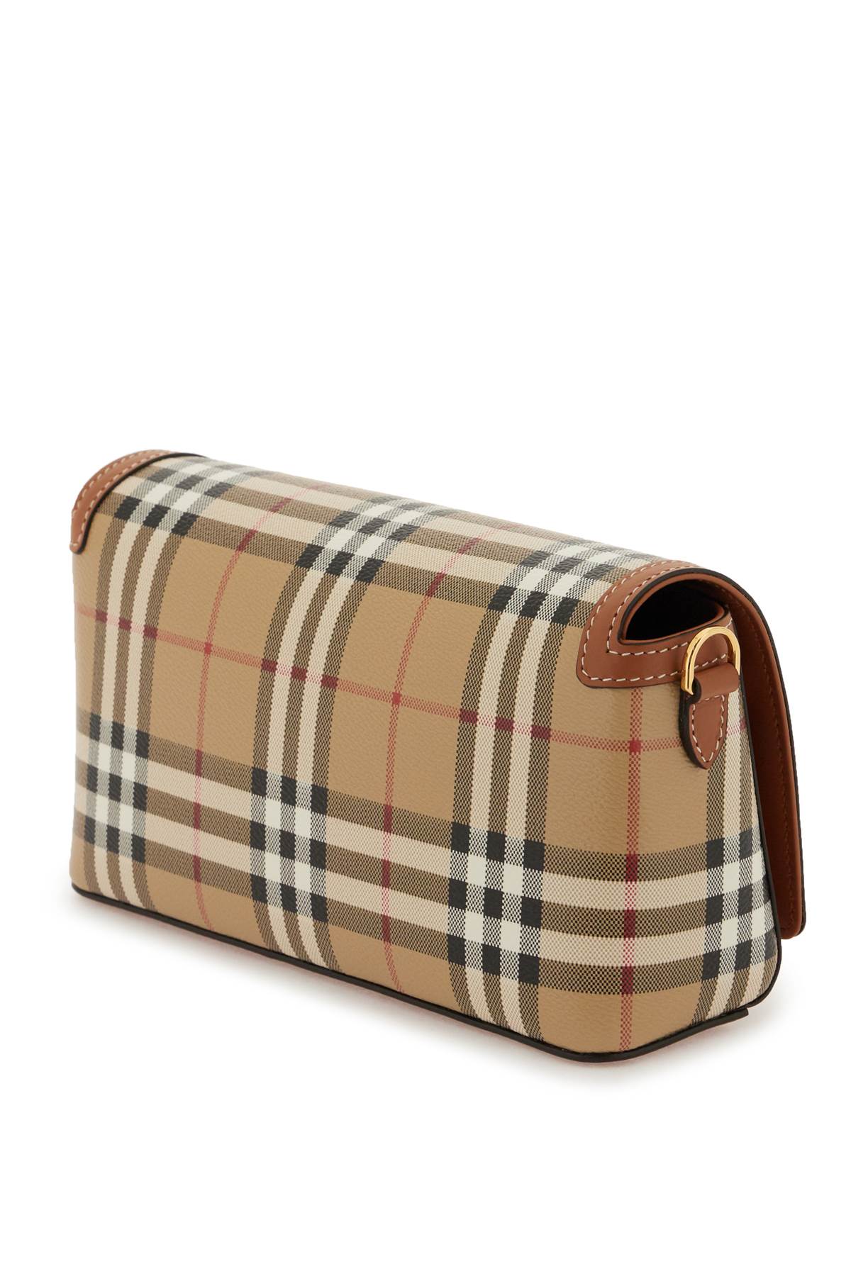 Shop Burberry Elegant Brown Leather And Check Handbag For Women