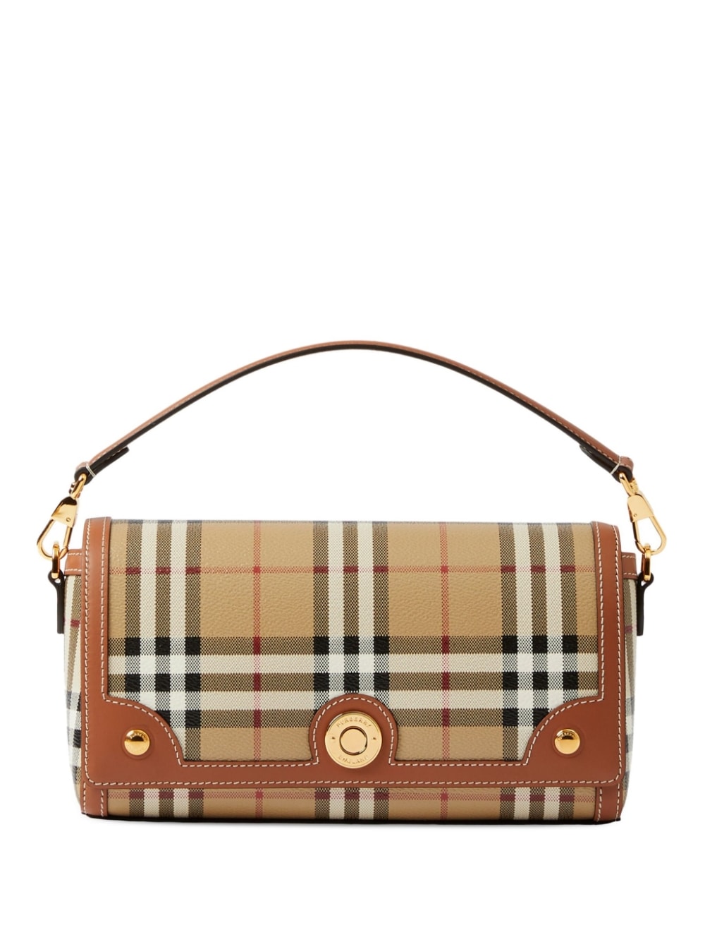 Shop Burberry Elegant Brown Leather And Check Handbag For Women