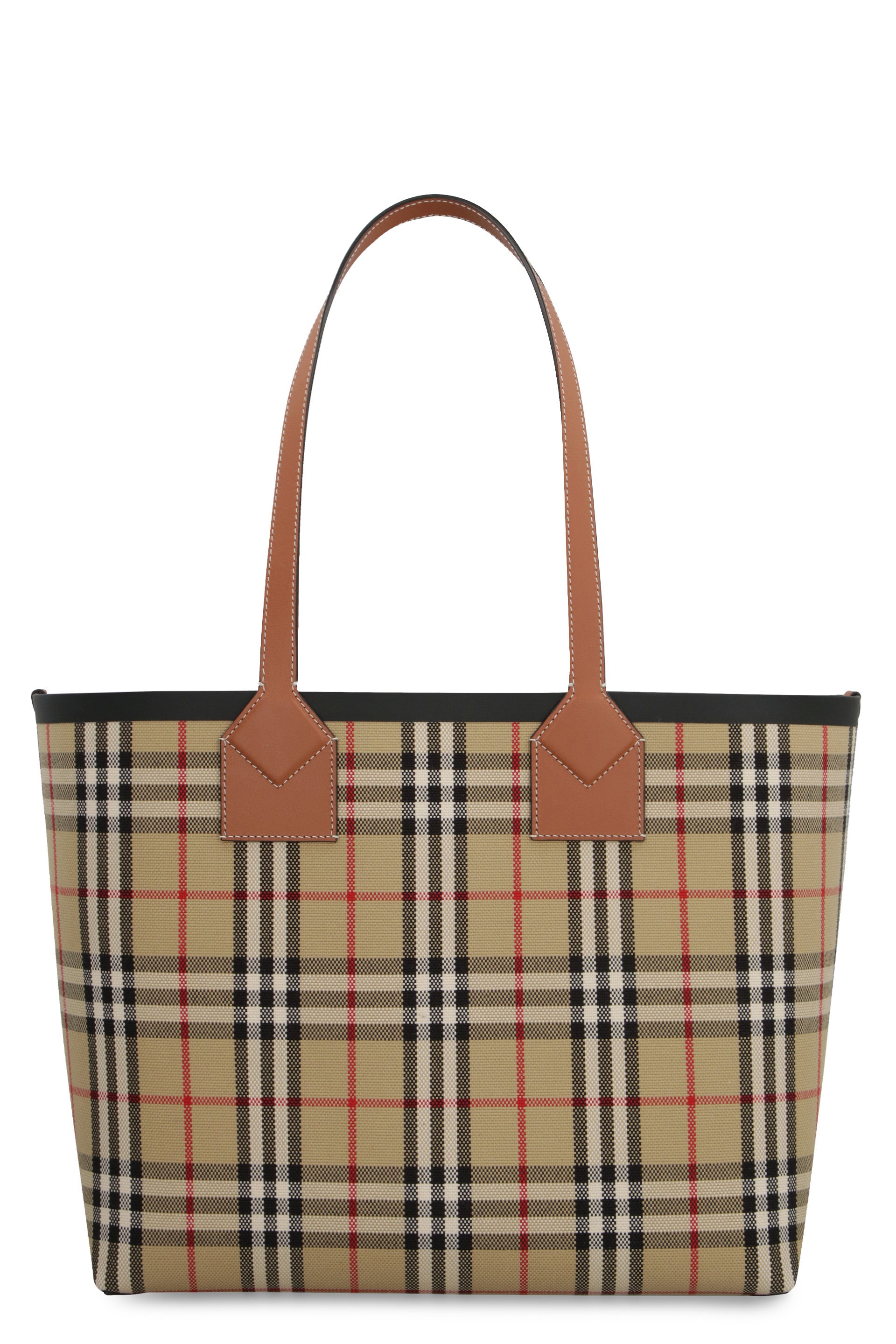 Shop Burberry Sophisticated London Check-pattern Tote Handbag For Women In Brown