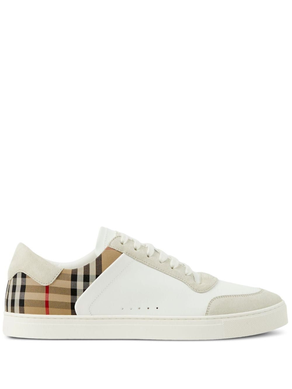 Shop Burberry Classic White Leather Sneakers For Men