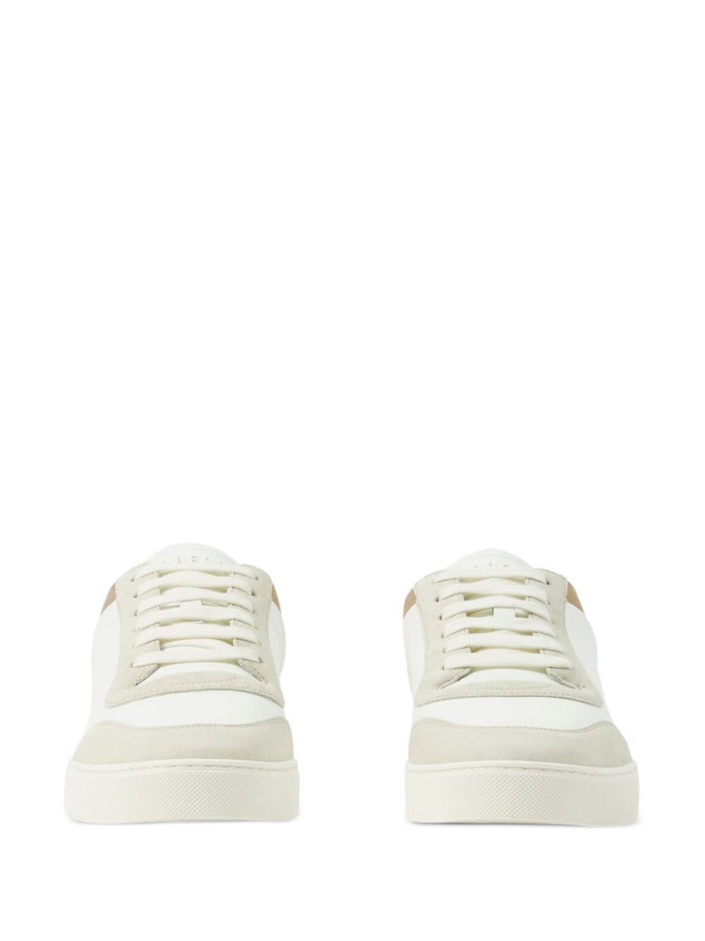 Shop Burberry Vintage Check Panelled Leather Sneakers For Men In White