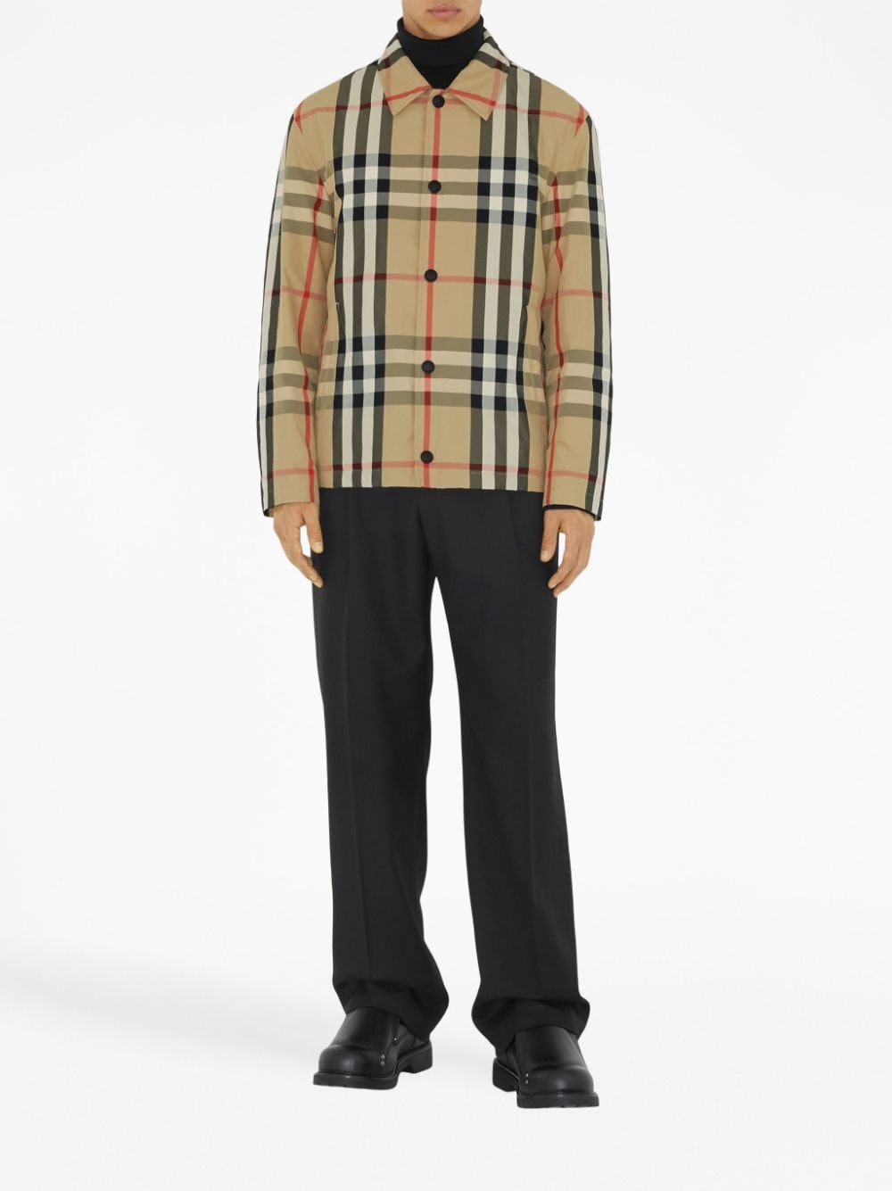 Shop Burberry Men's Check-pattern Shirt Jacket In Archive Beige For Fw23