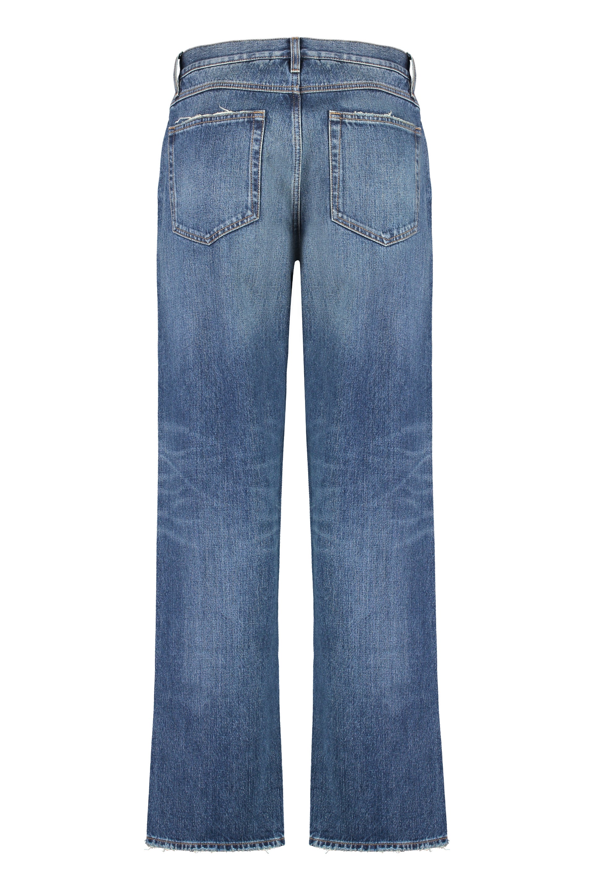 Shop Burberry Stylish Wide-leg Men's Denim Jeans For Fw23 In Blue