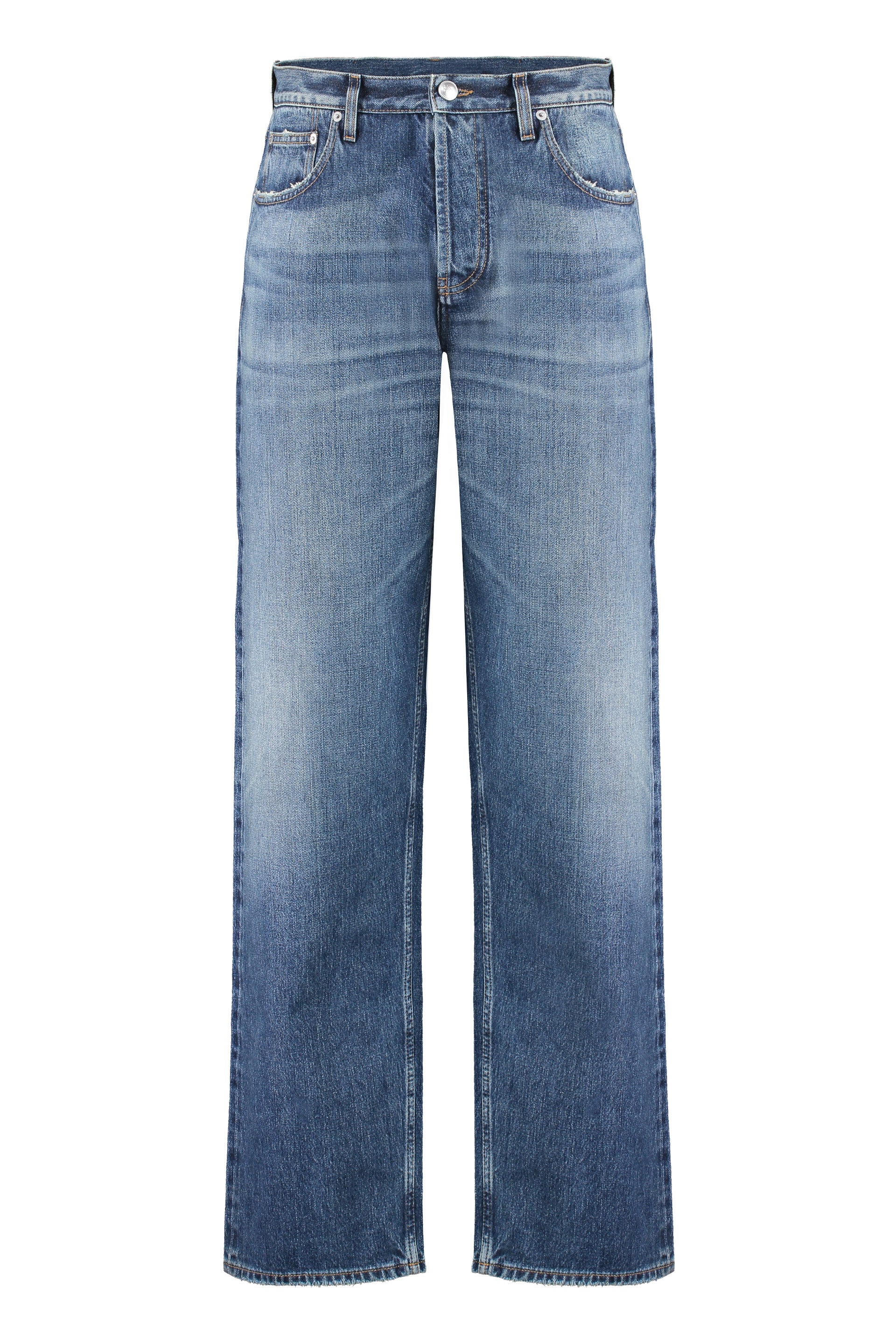 Shop Burberry Stylish Wide-leg Men's Denim Jeans For Fw23 In Blue