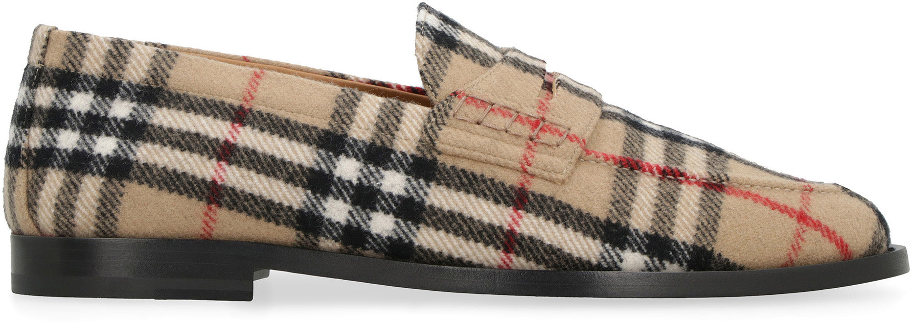 Shop Burberry Beige Wool Loafers For Men In Tan