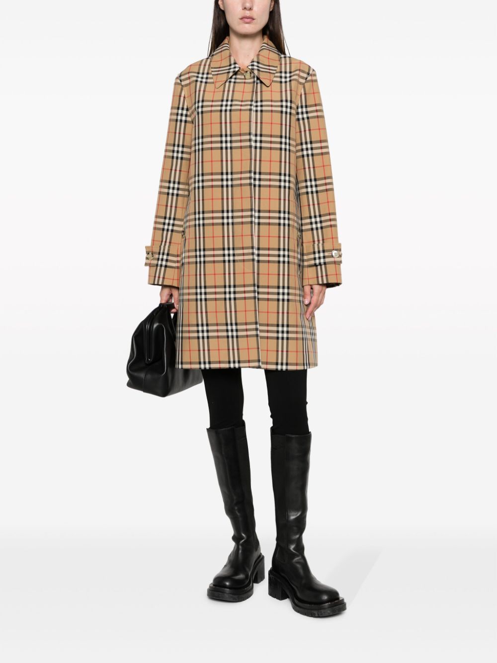 Shop Burberry Plaid-check Raincoat For Women By British Luxury Brand In Beige