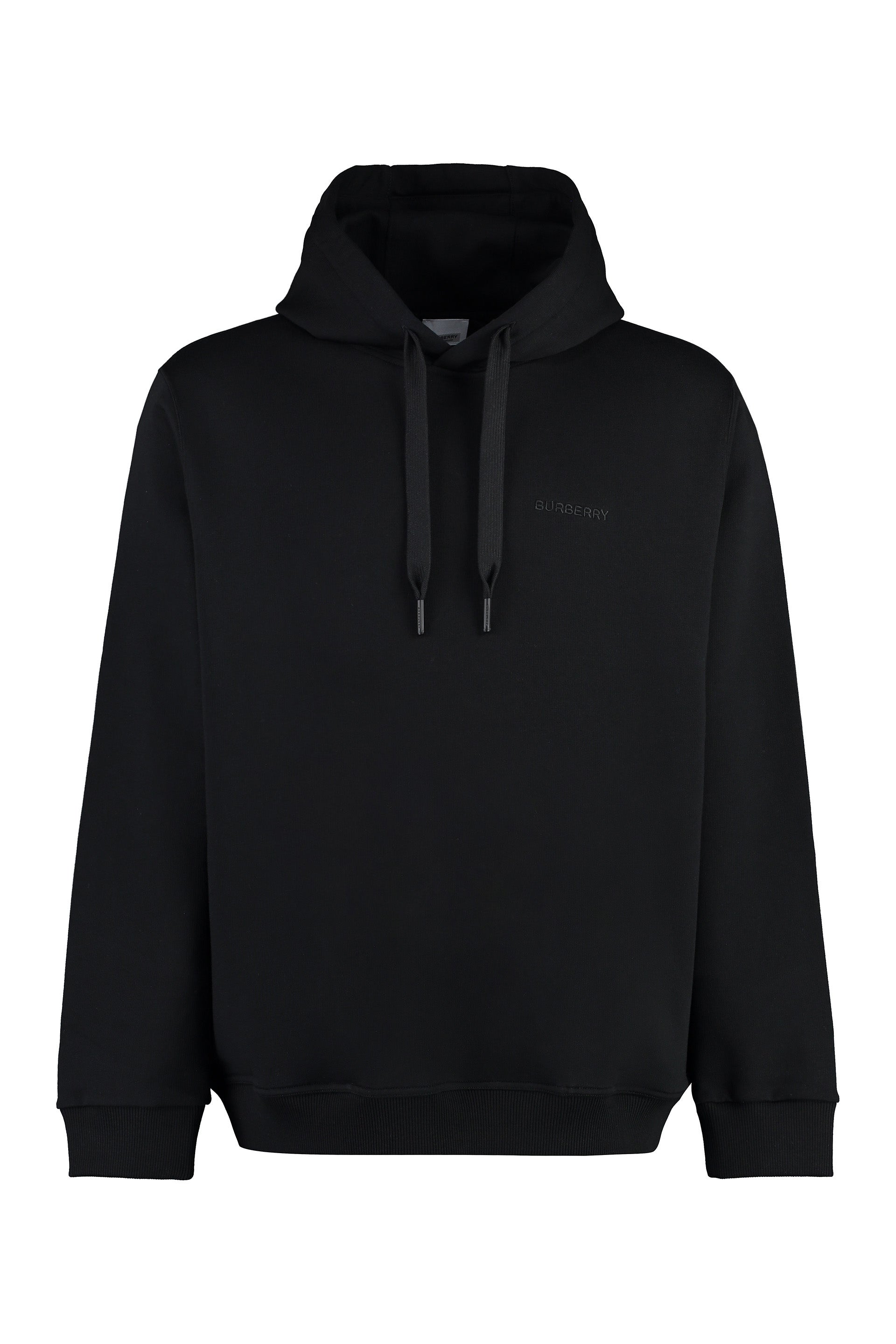 Shop Burberry Mens Check Motif Hooded Sweatshirt In Black