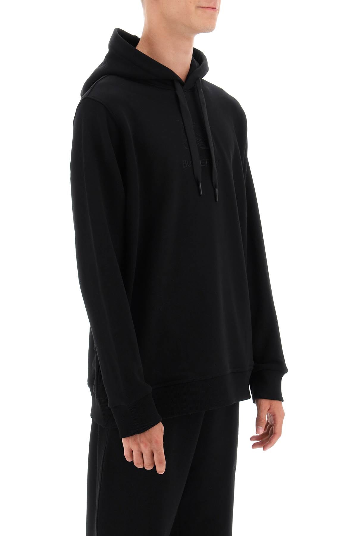 Shop Burberry Men's Black Tidan Hoodie With Embroidered Ekd For Fw23