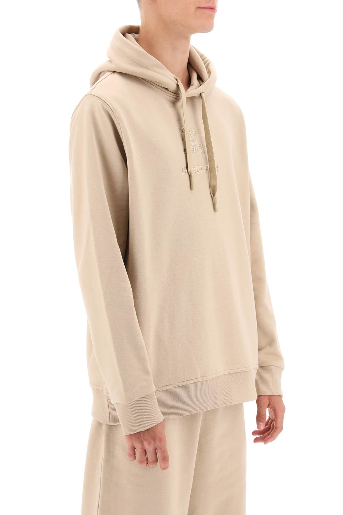 Shop Burberry Embroidered Tidan Hoodie For Men | Fall/winter 2024 In Beige