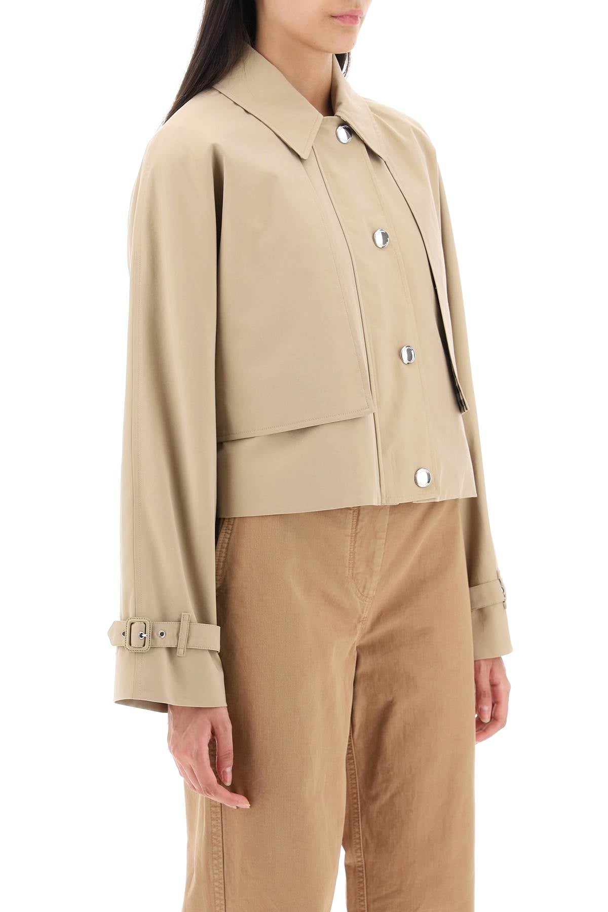 Shop Burberry Vintage-inspired Beige Cropped Jacket For Women