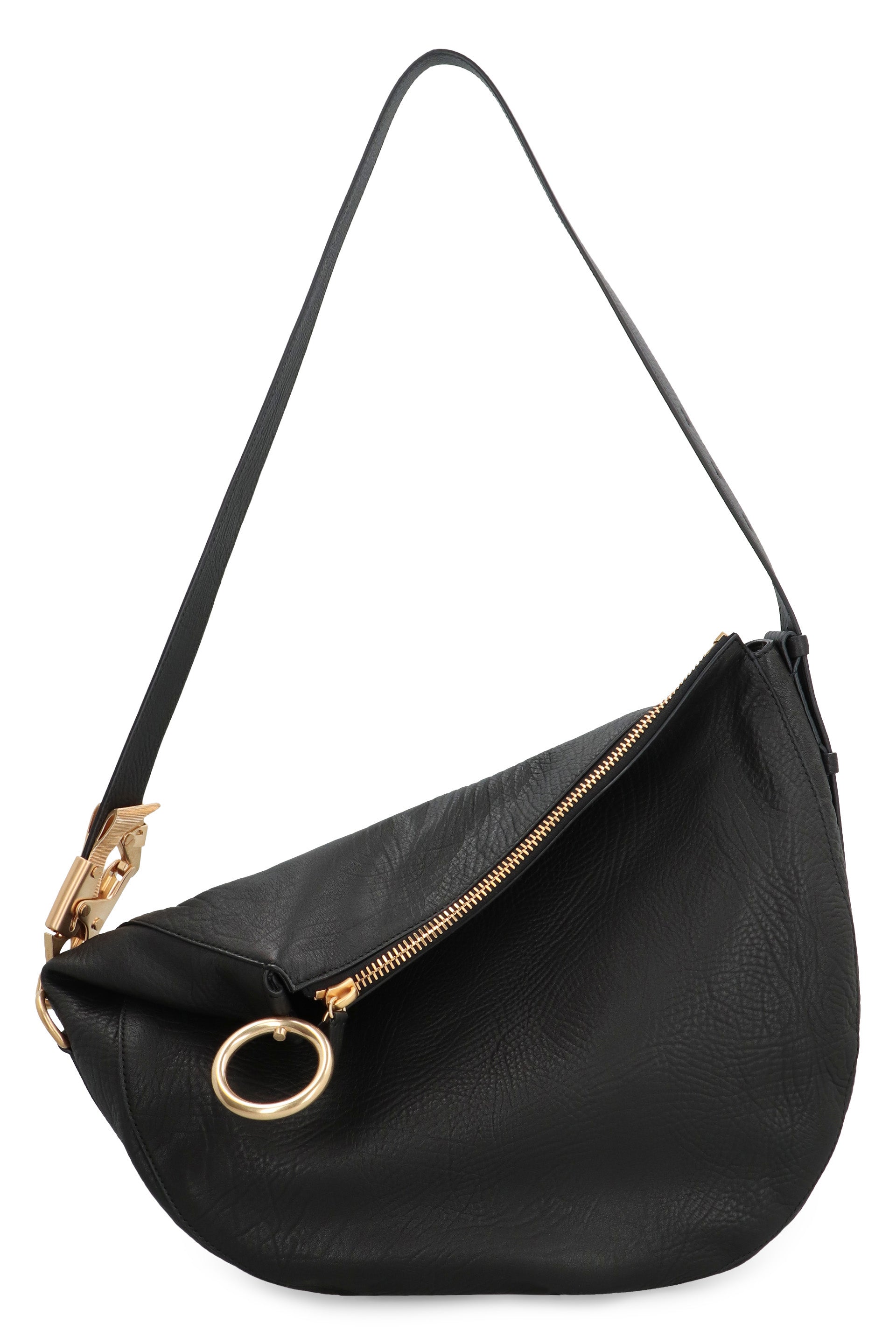 Shop Burberry Knight Leather Medium Handbag For Women In Black