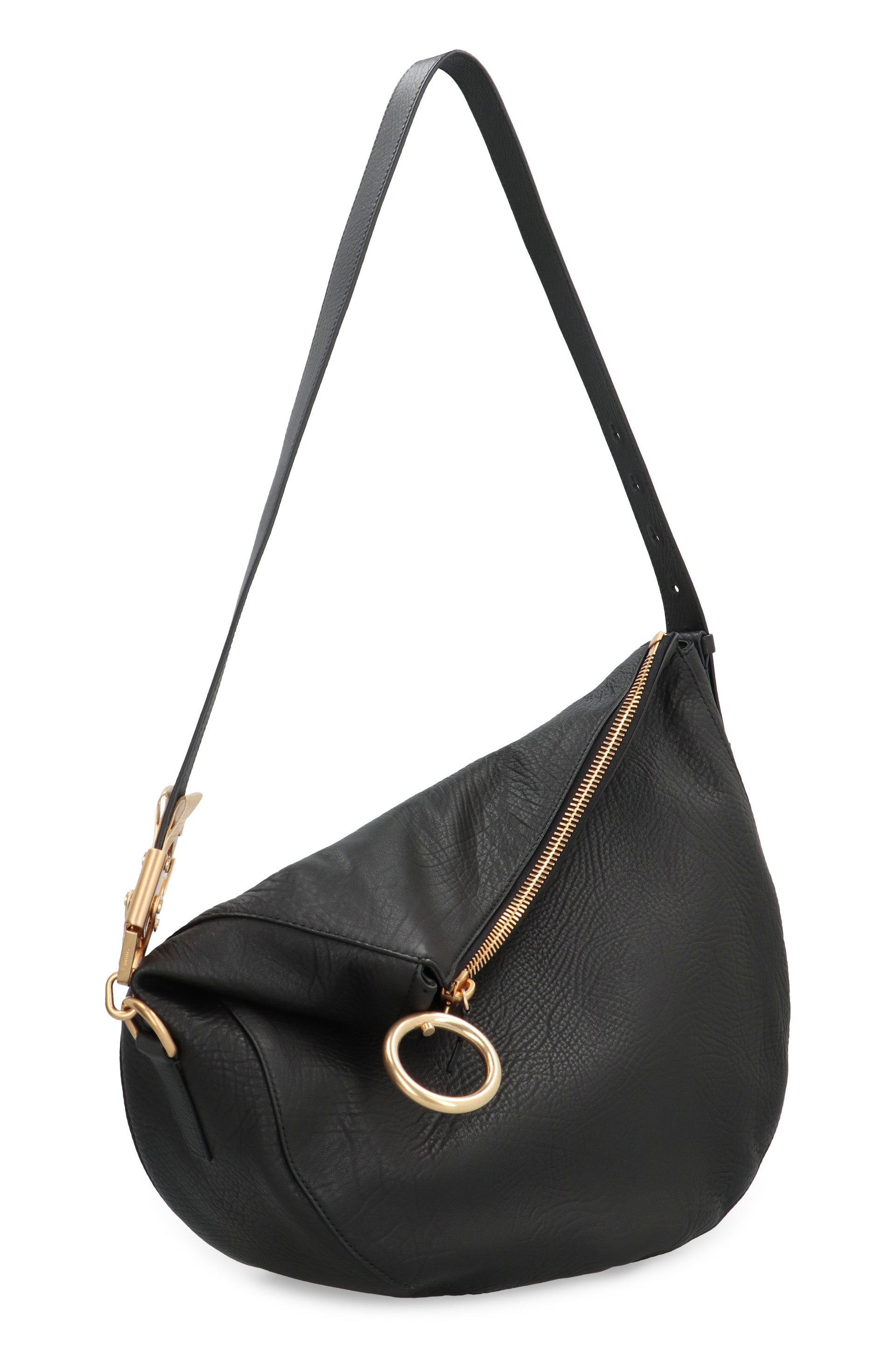 Shop Burberry Knight Leather Medium Handbag For Women In Black