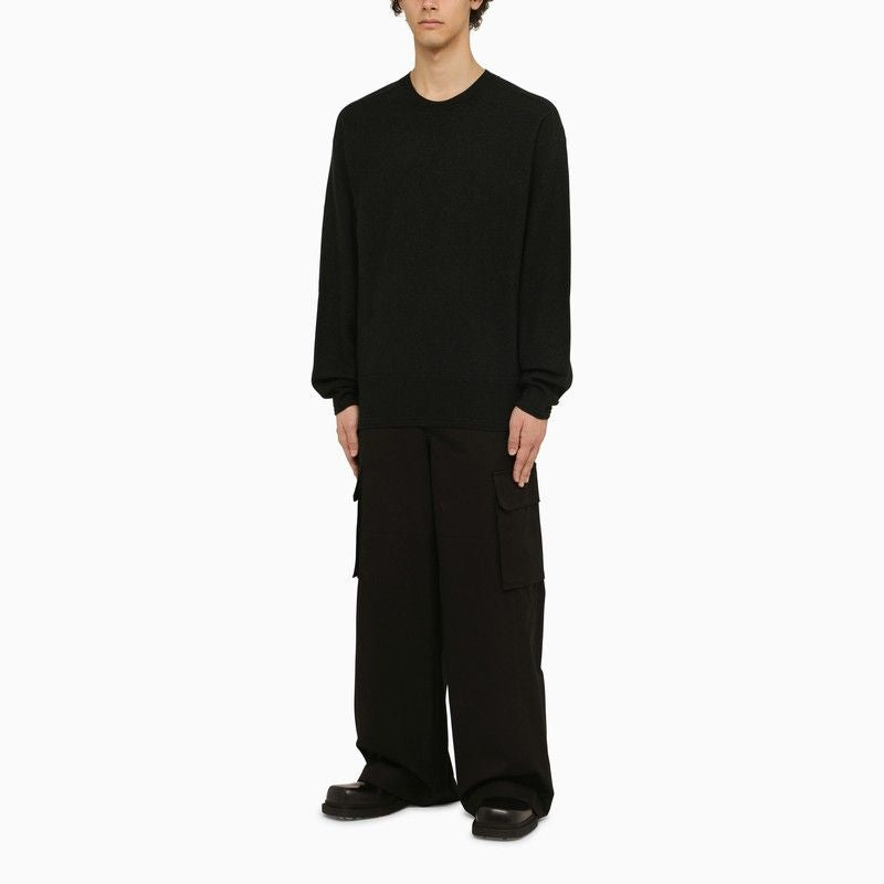Shop Burberry Black Wool Crewneck Pullover For Men
