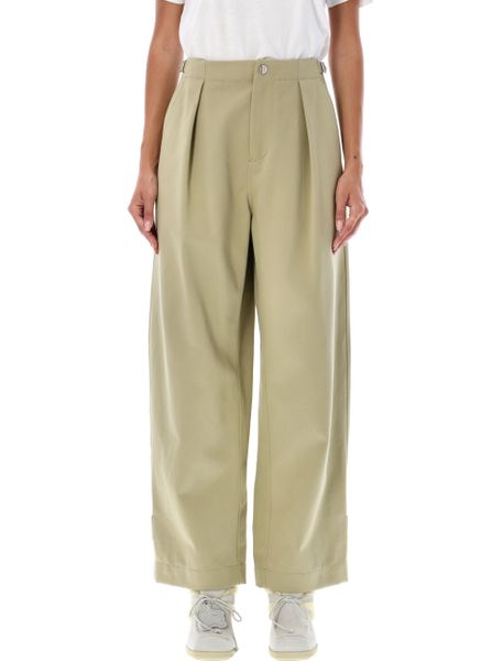 Burberry Belted Straight-leg Cotton Trousers In Hunter For Women In Green