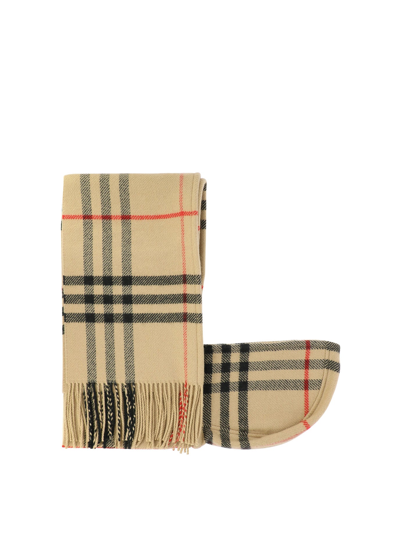 Shop Burberry Luxurious Wool Cashmere Hooded Scarf For Men In Beige