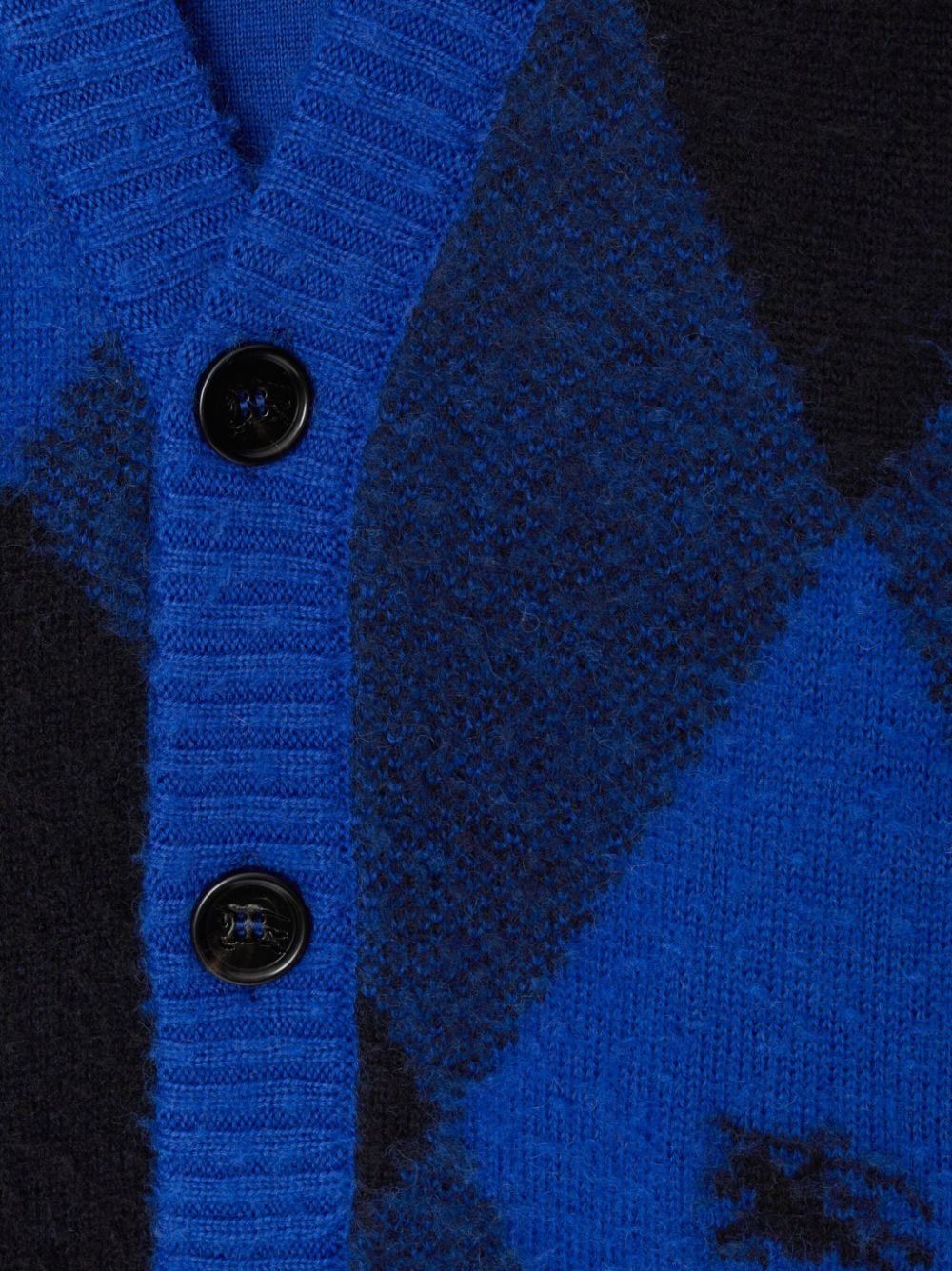 Shop Burberry Blue Argylecheck Wool Cardigan For Men