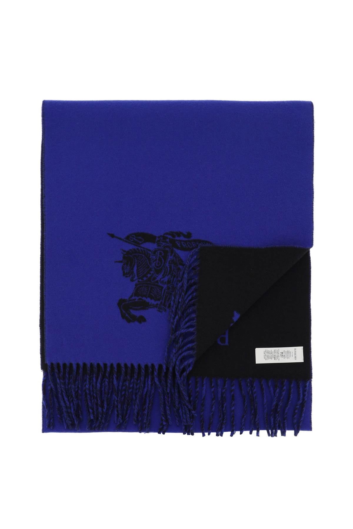 Shop Burberry Reversible Cashmere Scarf With Jacquard Equestrian Knight Design For Men In Multicolor