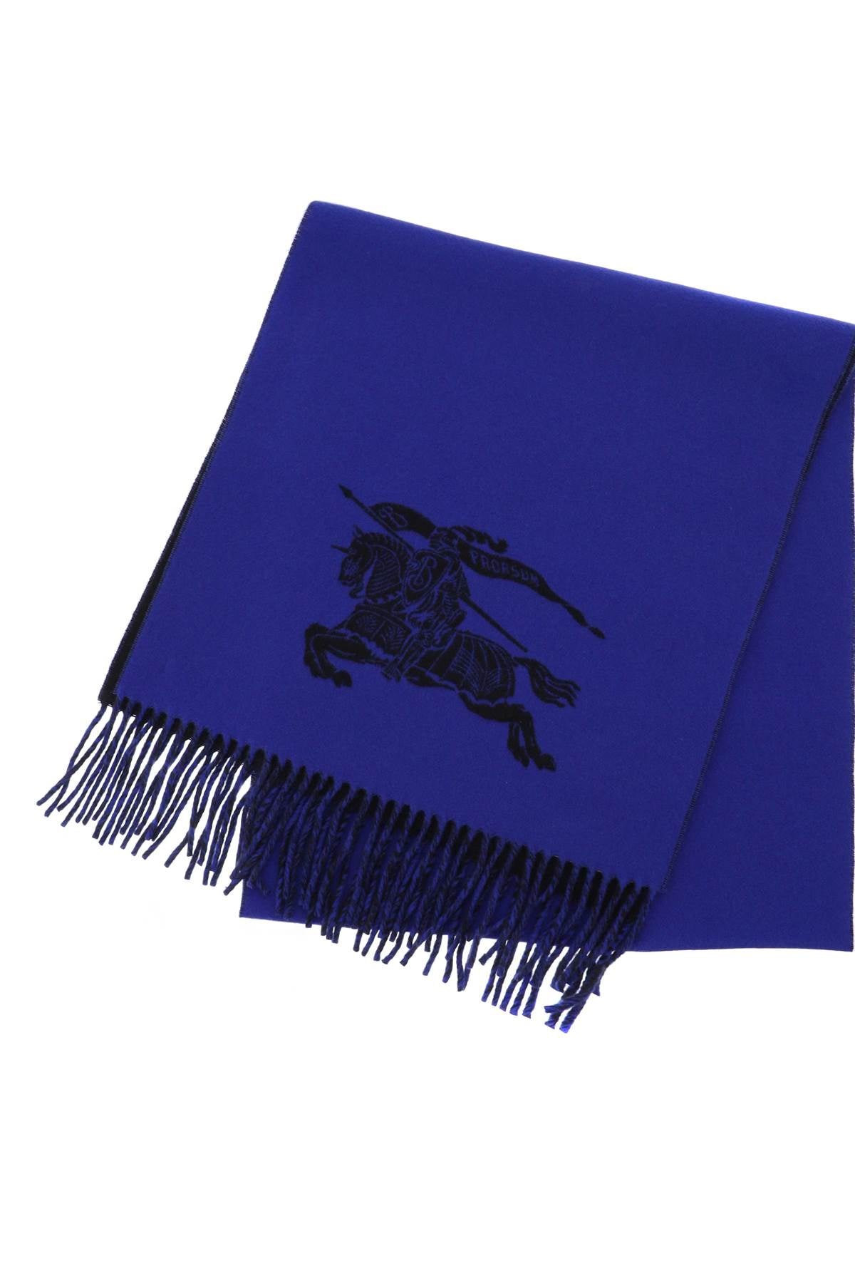 Shop Burberry Reversible Cashmere Scarf With Jacquard Equestrian Knight Design For Men In Multicolor