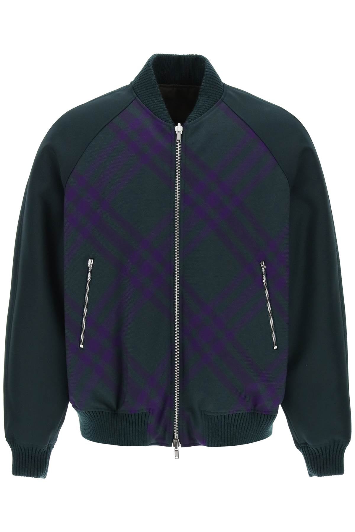 Shop Burberry Reversible Bomber Jacket In Techno Wool Twill For Men In Multicolor