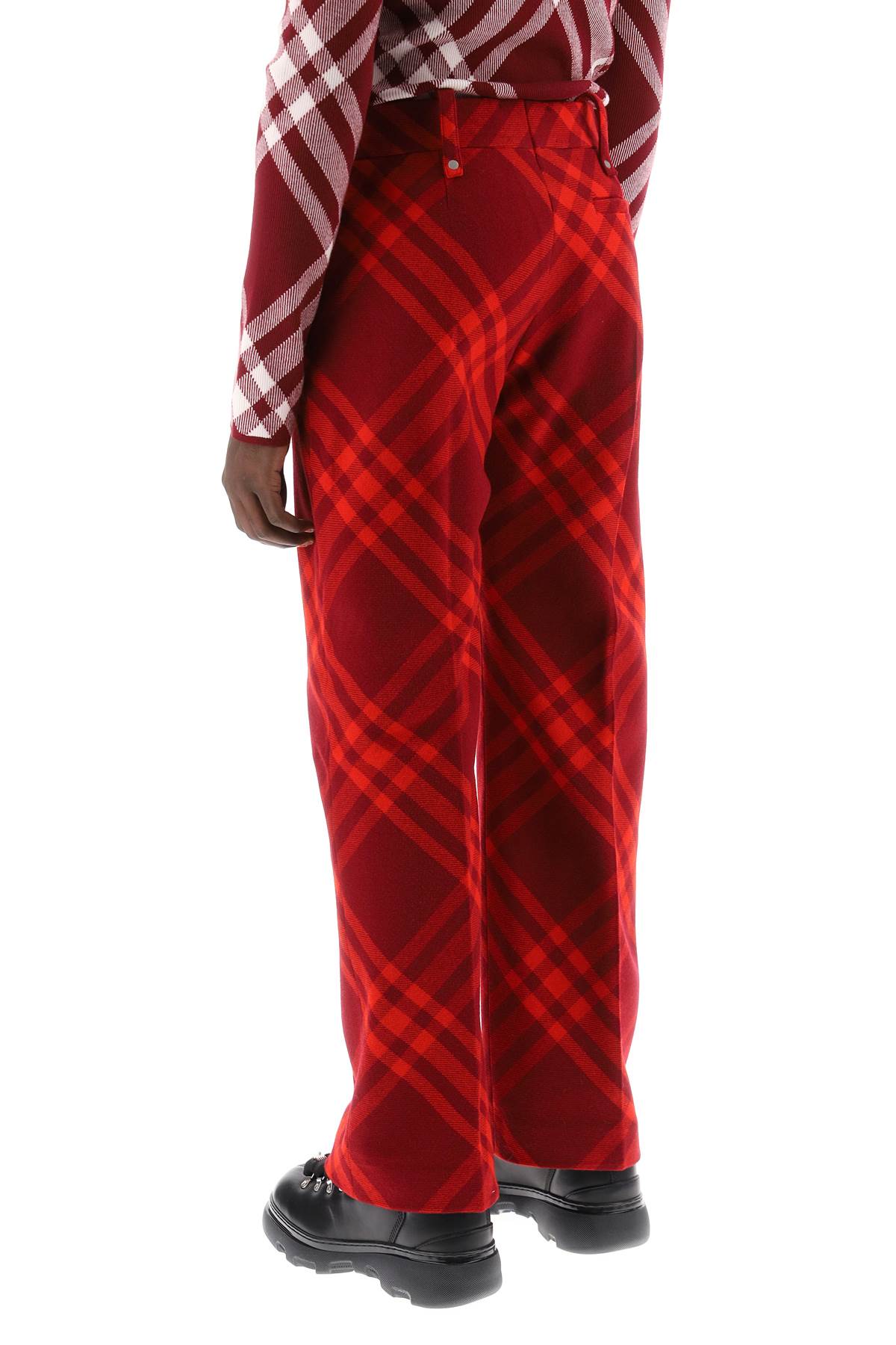 Shop Burberry Men's Iconic Red Check Wool Pants For The Fall/winter Season