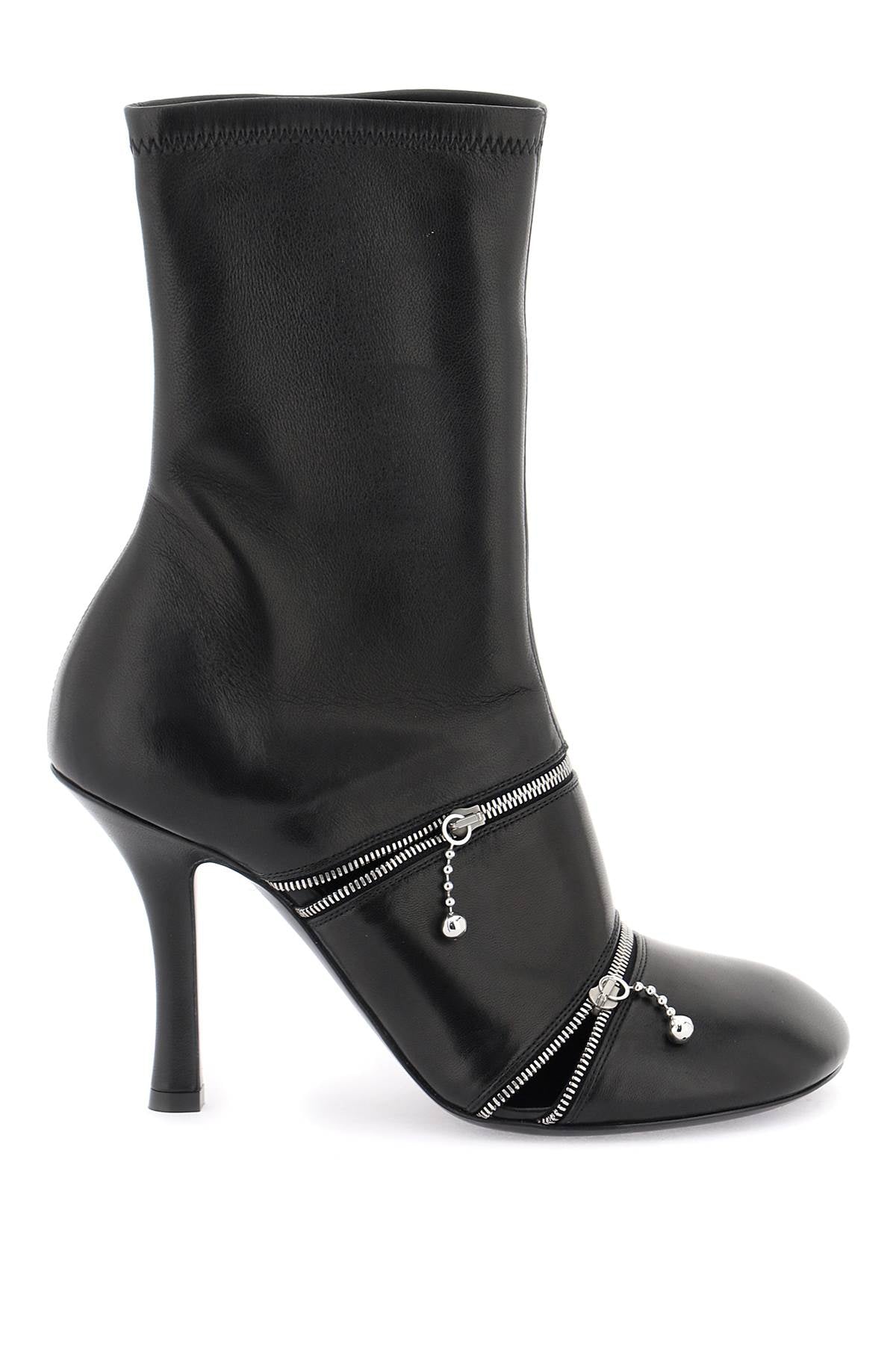 Shop Burberry Sleek Leather Ankle Boots For Women In Black