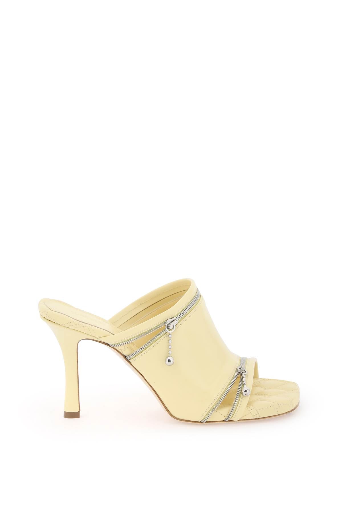 Burberry Peep Flat In Glossy Leather With Quilted Insole And Stiletto Heel In Yellow