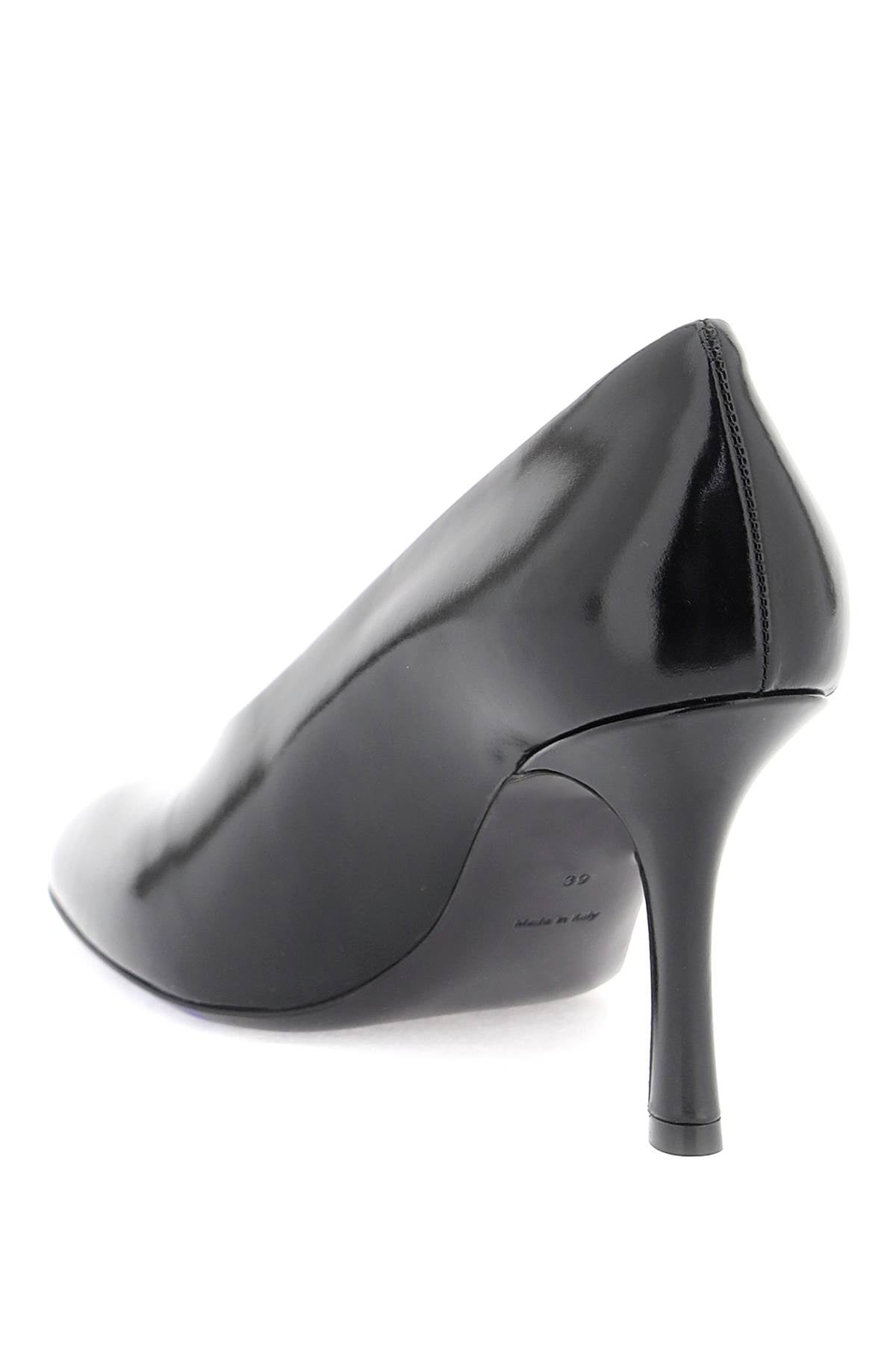 Shop Burberry Polished Leather Women's Shiny Heeled Pumps In Black